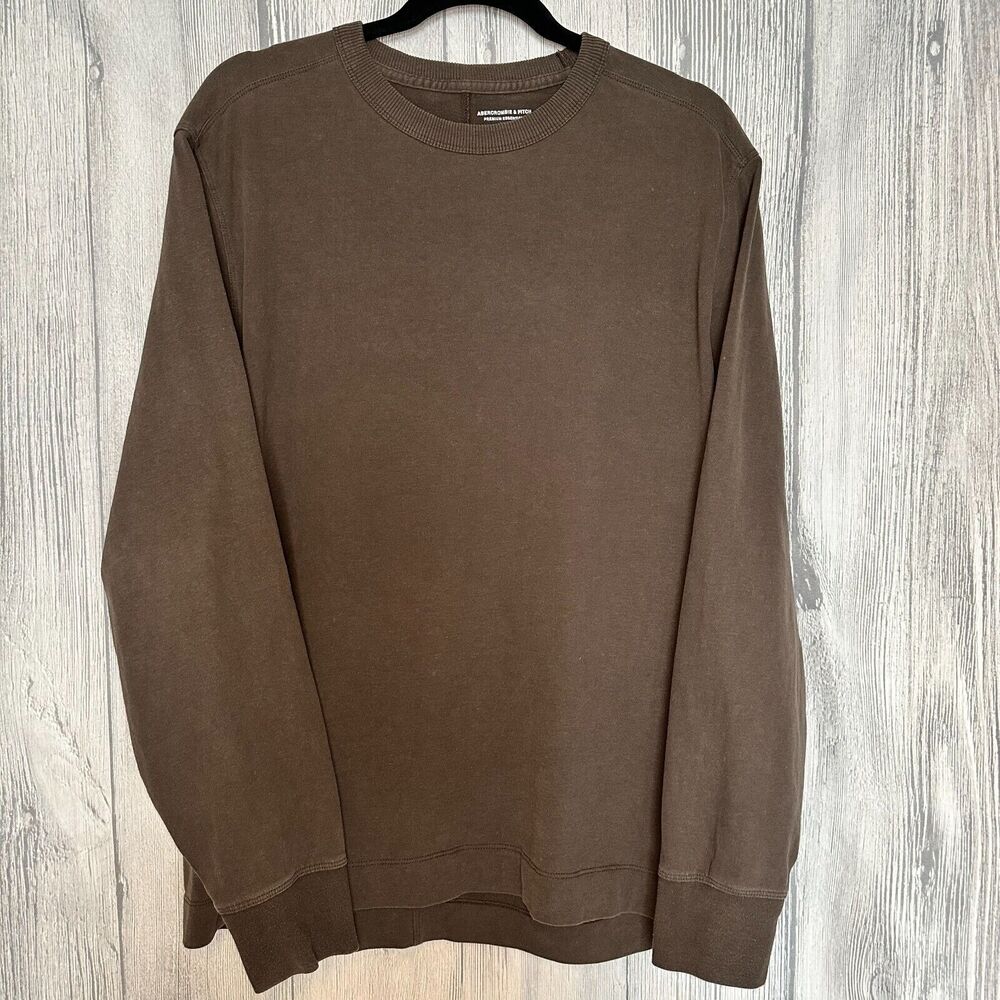 Abercrombie Premium Heavyweight Tee Long Sleeve Shirt Mens Medium Dark Brown